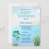 かわいい男の子ウミガメ赤ちゃんシャワー招待状 招待状 (正面)