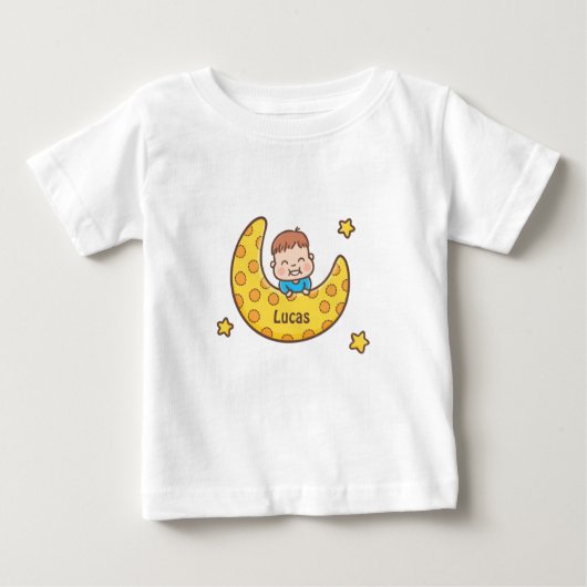 かわいい男の子オンザムーンベビーティー ベビーTシャツ (正面)