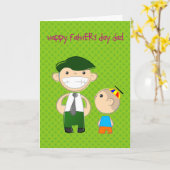 かわいい男の子カードを持つ父の日 カード (黄色い花)
