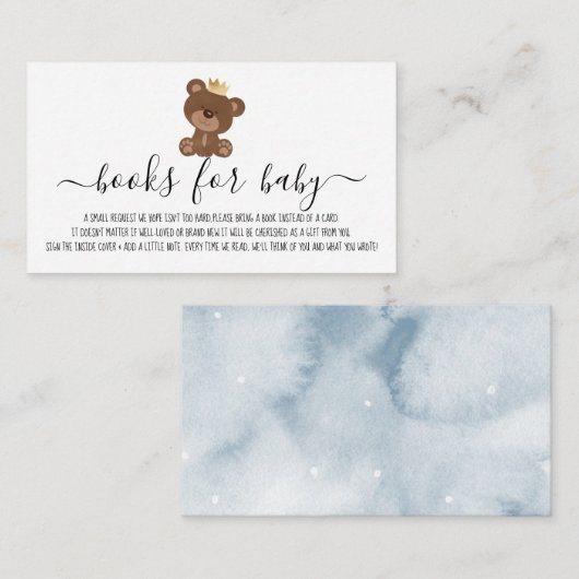 かわいい男の子クマの本でシャワーを浴びよう エンクロージャーカード (正面/裏面)