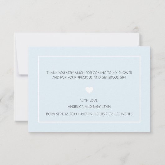 かわいい男の子サンキューブルーグリッター写真誕生 案内状 (裏面)