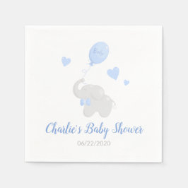 かわいい男の子シャワーエレファントバルーンペーパーナプキン スタンダードカクテルナプキン