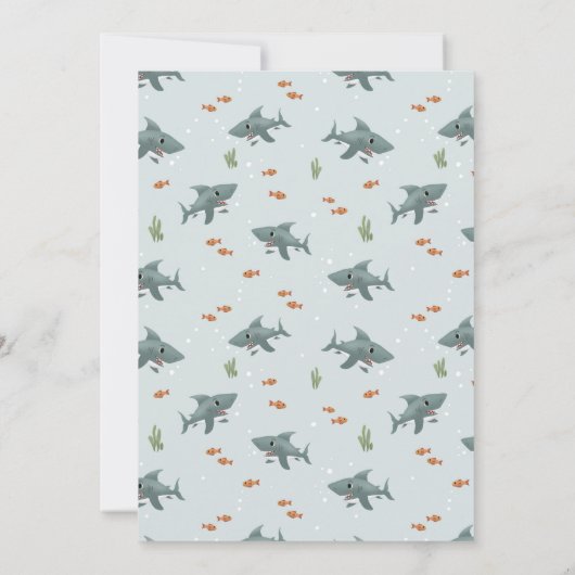 かわいい男の子シャーク赤ちゃんシャワーありがとう サンキューカード (裏面)