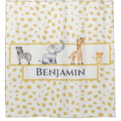 かわいい男の子ジャングルサファリの赤ちゃん動物 シャワーカーテン (正面)