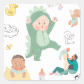 かわいい男の子ステッカー – 愛らしく楽しいシールシリーズ スクエアシール (正面)