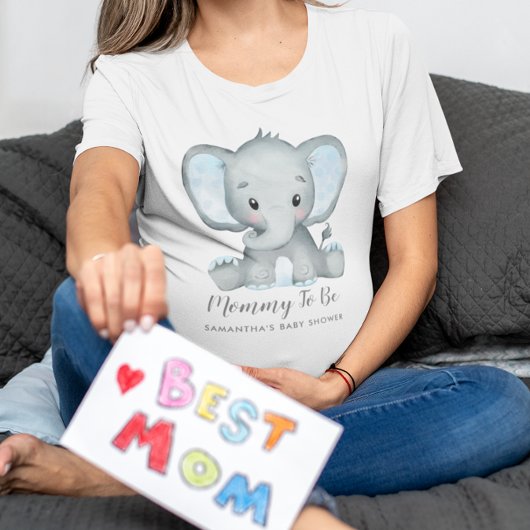 かわいい男の子ゾウのママ赤ちゃんシャワー Tシャツ