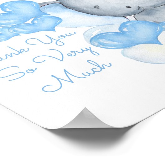 かわいい男の子ゾウ赤ちゃんシャワーギフトテーブルサイン ポスター (角)