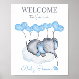 かわいい男の子ゾウ赤ちゃんシャワー歓迎サイン ポスター