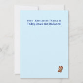 かわいい男の子テディベアとバルーンのテーマインヴィ 招待状 (裏面)