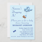 かわいい男の子テディベアとバルーンのテーマインヴィ 招待状 (正面)