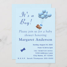 かわいい男の子テディベアとバルーンのテーマインヴィ