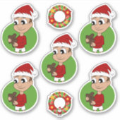かわいい男の子テディベアのクリスマスシール シール (正面)
