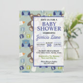 かわいい男の子テディベアベビーシャワー招待状 招待状 (スタンド正面)