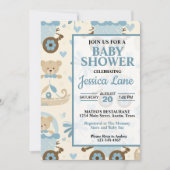 かわいい男の子テディベアベビーシャワー招待状 招待状 (正面)