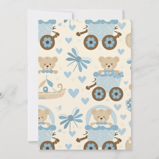 かわいい男の子テディベアベビーシャワー招待状 招待状 (裏面)
