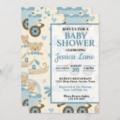 かわいい男の子テディベアベビーシャワー招待状 招待状 (正面/裏面)