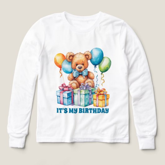 かわいい男の子テディベア誕生日パーティー (デザイン正面)