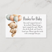 かわいい男の子テディベア風船ブックスベビー エンクロージャーカード (正面)