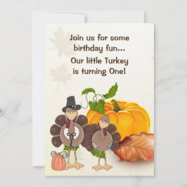 かわいい男の子トルコ感謝祭1st誕生日 招待状