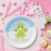 かわいい男の子ドラゴン1歳の誕生日 ペーパープレート (パーティー)