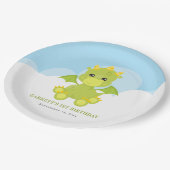 かわいい男の子ドラゴン1歳の誕生日 ペーパープレート (アングル)