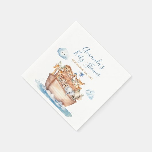 かわいい男の子ノアのアーククラウドベビーシャワー スタンダードカクテルナプキン (角)