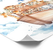 かわいい男の子ノアのアークベビーシャワーゲストブック ポスター (角)