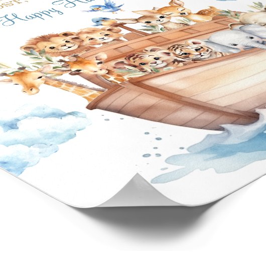 かわいい男の子ノアのアークベビーシャワーベビー靴下狩り ポスター (角)