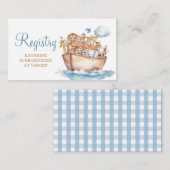 かわいい男の子ノアの箱舟の動物の赤ちゃんシャワーのレジストリ エンクロージャーカード (正面/裏面)