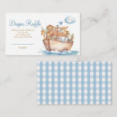 かわいい男の子ノアの箱舟の赤ちゃんシャワーおむつラッフル エンクロージャーカード (正面/裏面)