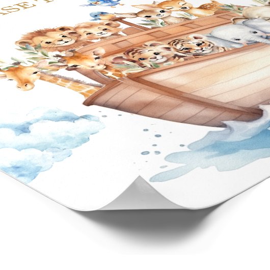 かわいい男の子ノアの箱舟の赤ちゃんシャワー好意サイン ポスター (角)