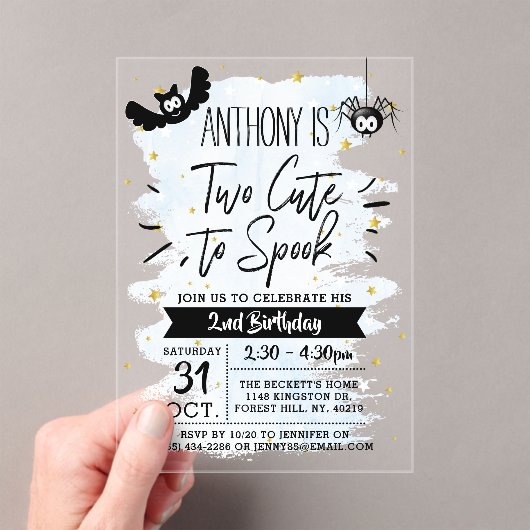 かわいい男の子ハロウィーン2回目の誕生日 アクリル招待状 (インサイチュ (ポータブル))