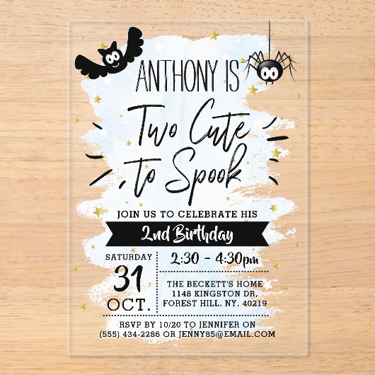 かわいい男の子ハロウィーン2回目の誕生日 アクリル招待状 (正面)