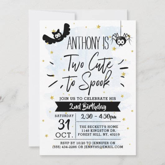 かわいい男の子ハロウィーン2回目の誕生日 招待状 (正面)
