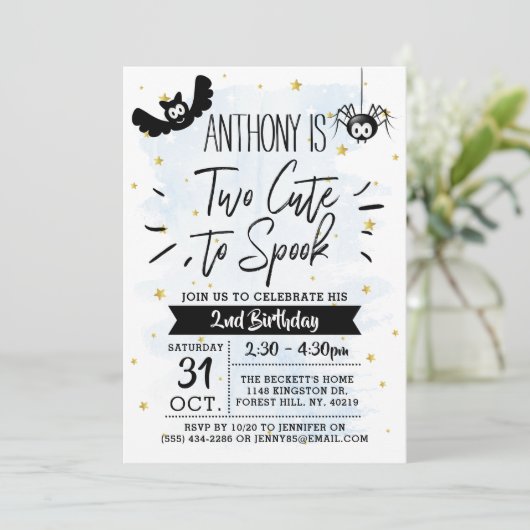 かわいい男の子ハロウィーン2回目の誕生日 招待状 (スタンド正面)