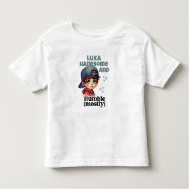 かわいい男の子ハンサムで謙虚 トドラーTシャツ