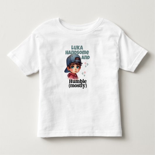 かわいい男の子ハンサムで謙虚 トドラーTシャツ (正面)