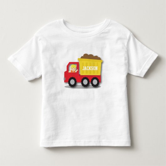 かわいい男の子ビルダーレッド建築ダンプトラック トドラーTシャツ (正面)