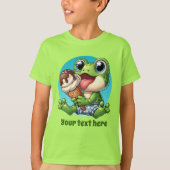 かわいい男の子ビーチカエルカスタマイズTシャツ Tシャツ (正面)
