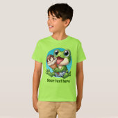 かわいい男の子ビーチカエルカスタマイズTシャツ Tシャツ (正面フル)