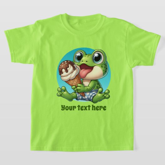 かわいい男の子ビーチカエルカスタマイズTシャツ Tシャツ (レイダウン)