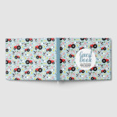 かわいい男の子ファーム動物トラクター漫画の赤ちゃんシャワー ゲストブック (全面)