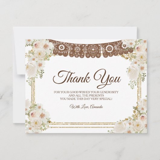 かわいい男の子ブラウンメキシコのバプテスマ&誕生日 サンキューカード (正面)