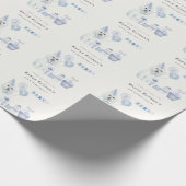 かわいい男の子ブルーパーティー子犬任意の年齢誕生日 ラッピングペーパー (角)