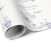 かわいい男の子ブルーパーティー子犬任意の年齢誕生日 ラッピングペーパー (ロールコーナー)