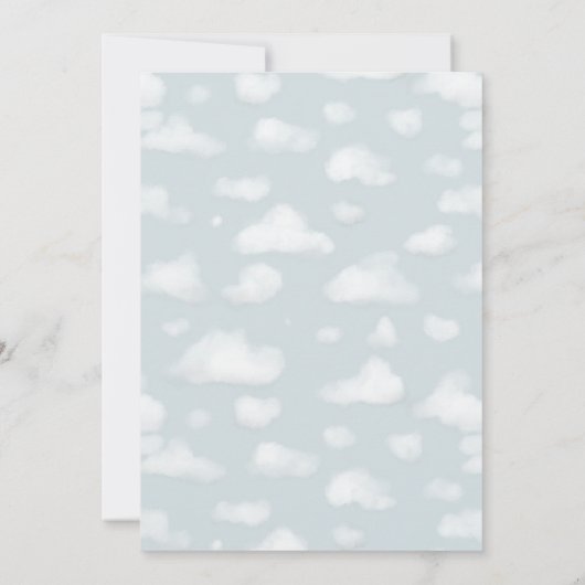 かわいい男の子ブルー飛行機トラベル1歳の誕生日 招待状 (裏面)