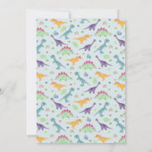 かわいい男の子ブルーTレックス恐竜ジャングル1st誕生日 招待状 (裏面)