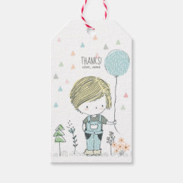 かわいい男の子ブロンド髪の誕生日ありがとうラベル ギフトタグ