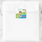 かわいい男の子プールパーティー誕生日シール スクエアシール (バッグ)