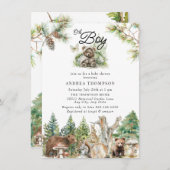 かわいい男の子ベビーシャワー招待状 招待状 (正面/裏面)